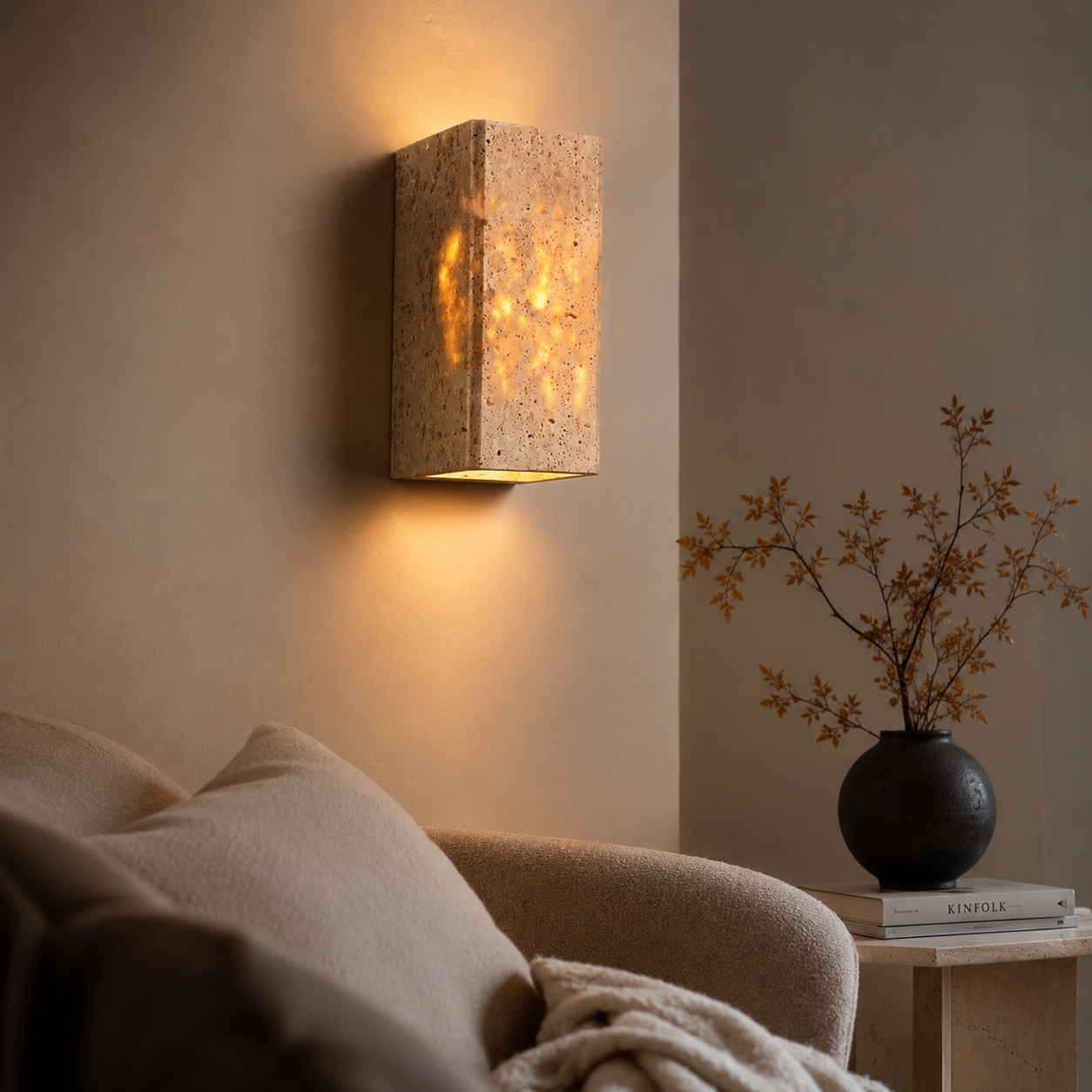 Applique Murale Travertin LED — Design Pierre Naturelle