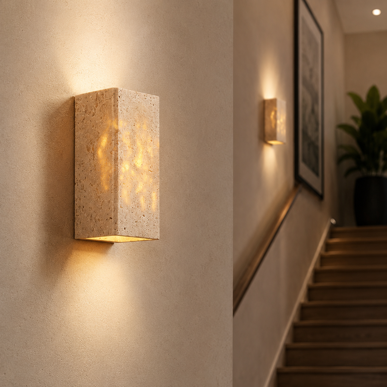 Applique Murale Travertin LED — Design Pierre Naturelle