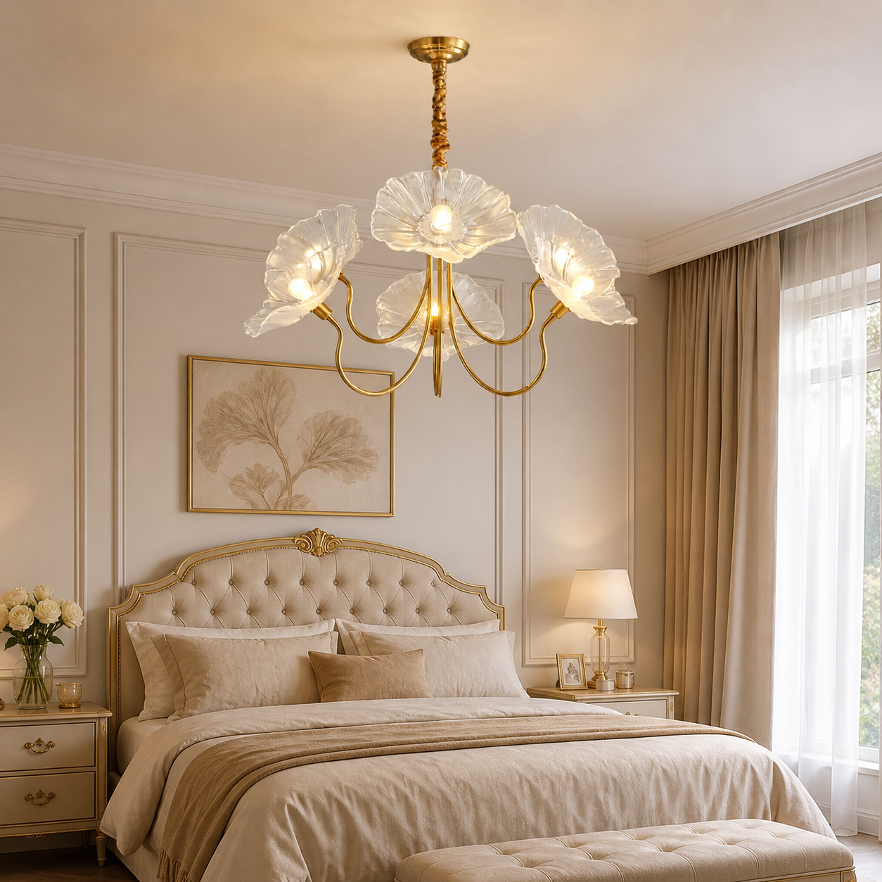 Lustre suspension moderne en verre transparent