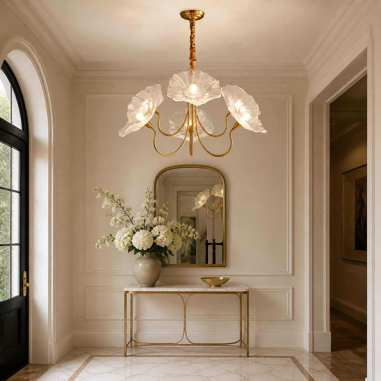 Lustre suspension moderne en verre transparent