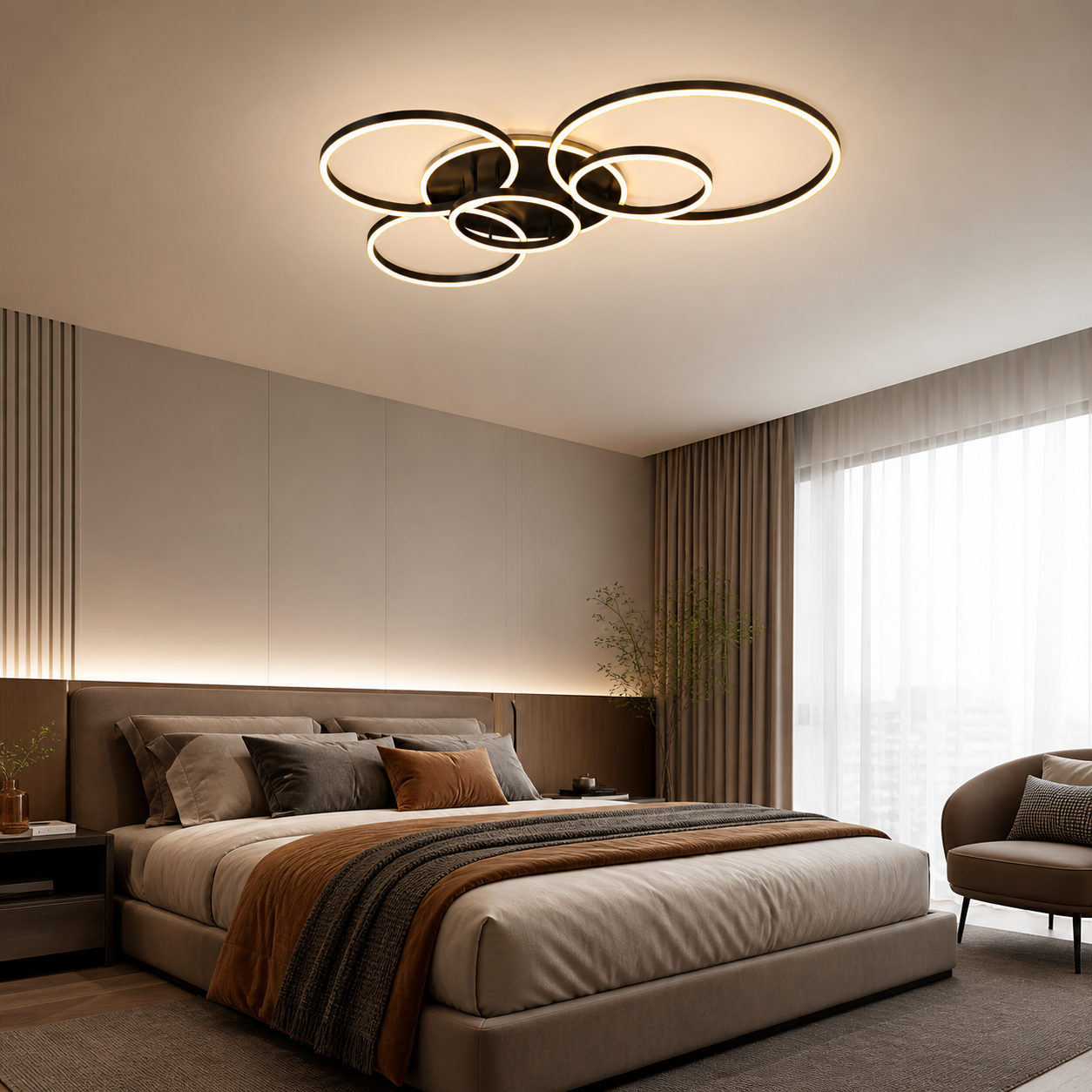 Plafonnier LED 6 Anneaux 72W