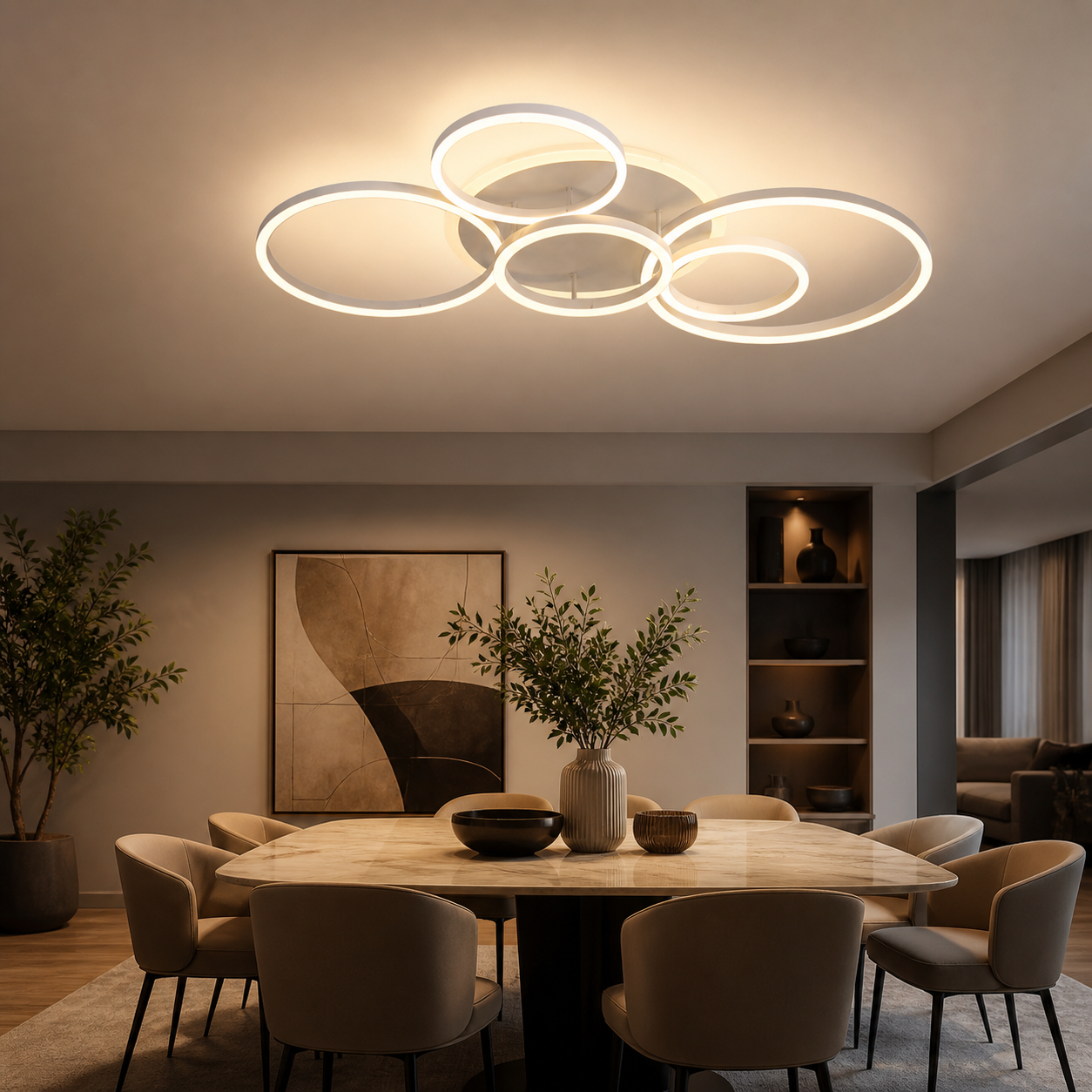 Plafonnier LED 6 Anneaux 72W