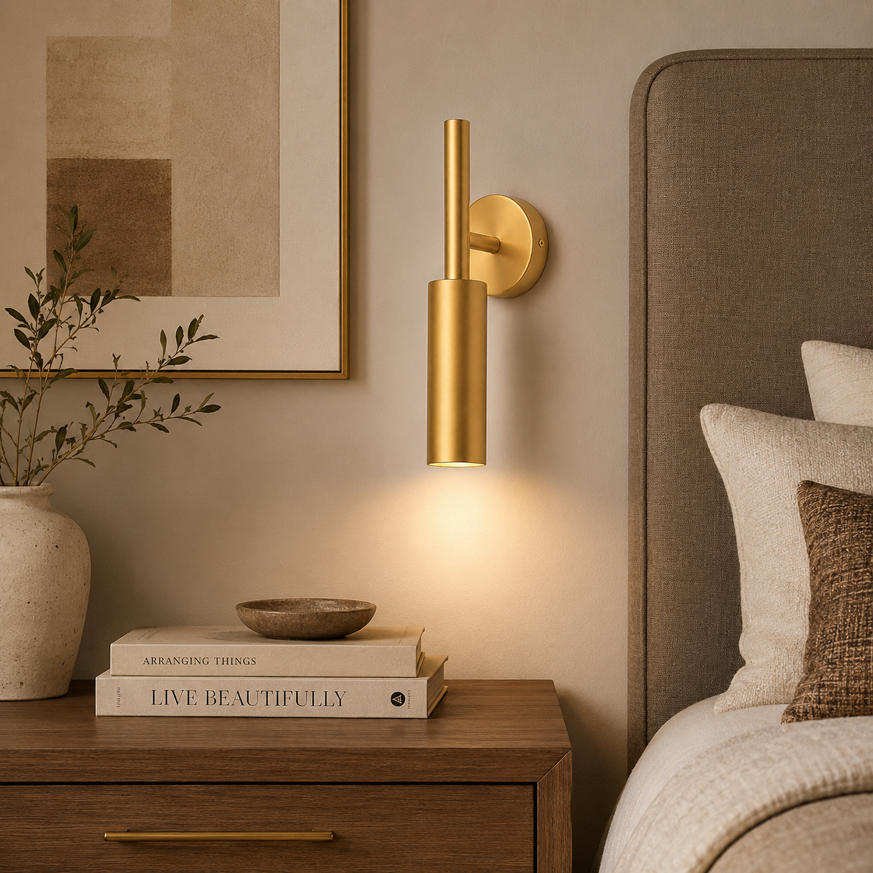 Applique Murale LED Tube Doré — Design Minimaliste Premium