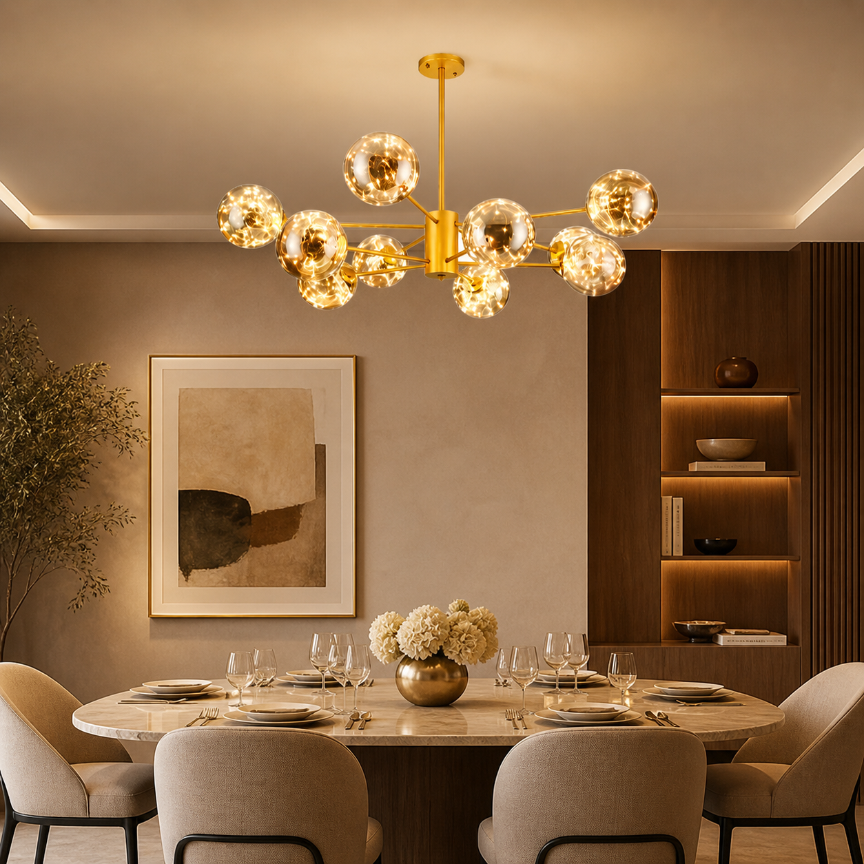 Lustre suspension moderne 10 boules