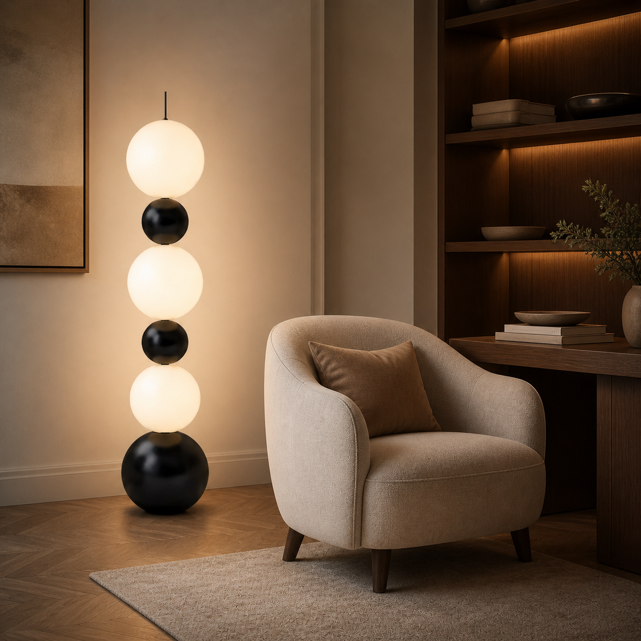 Lampadaire LED décoratif à boules en verre