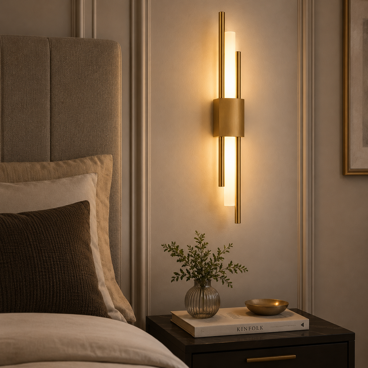 Applique Murale LED Moderne en Laiton — Design Vertical Premium