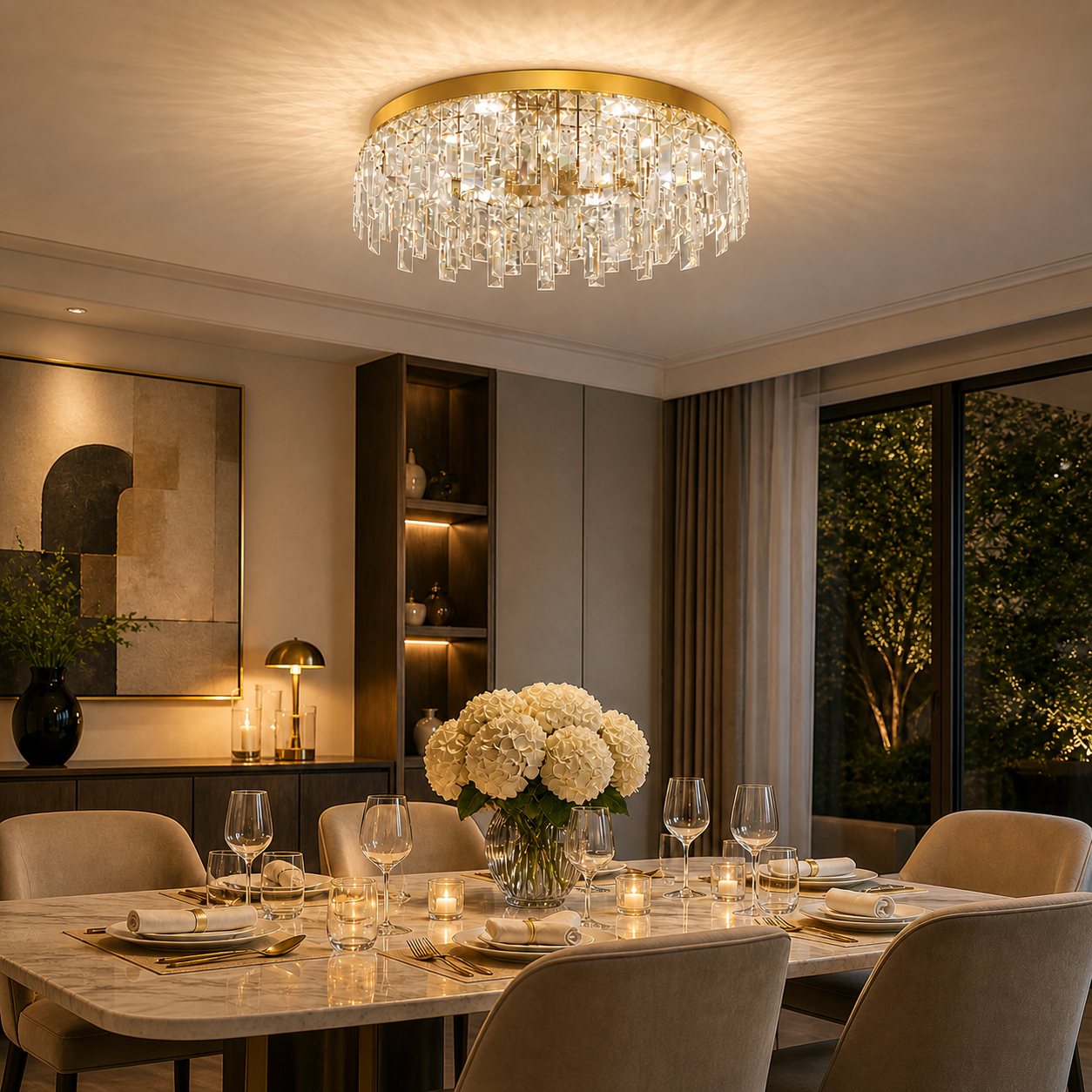 Plafonnier LED Cristal Doré