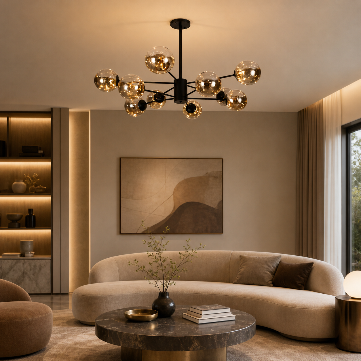 Lustre suspension moderne 10 boules