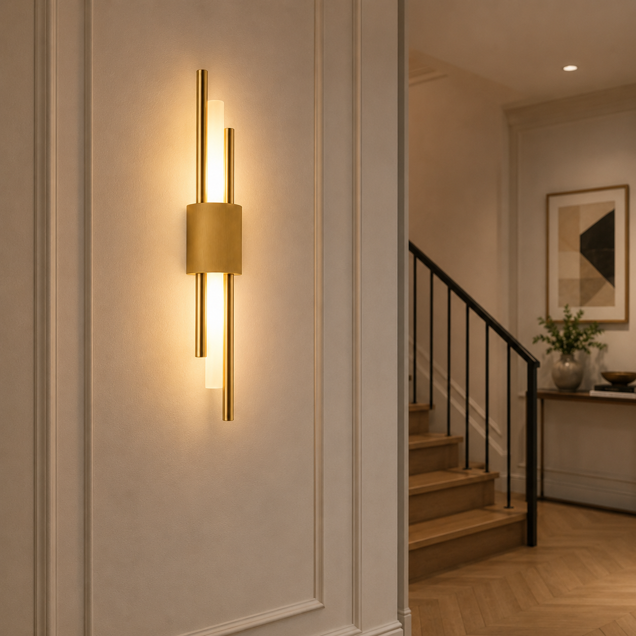 Applique Murale LED Moderne en Laiton — Design Vertical Premium