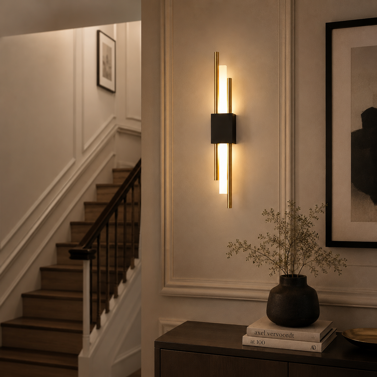 Applique Murale LED Moderne en Laiton — Design Vertical Premium