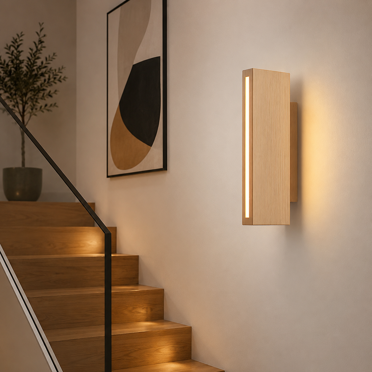 Applique Murale LED en Bois Massif — Design Naturel Japonais