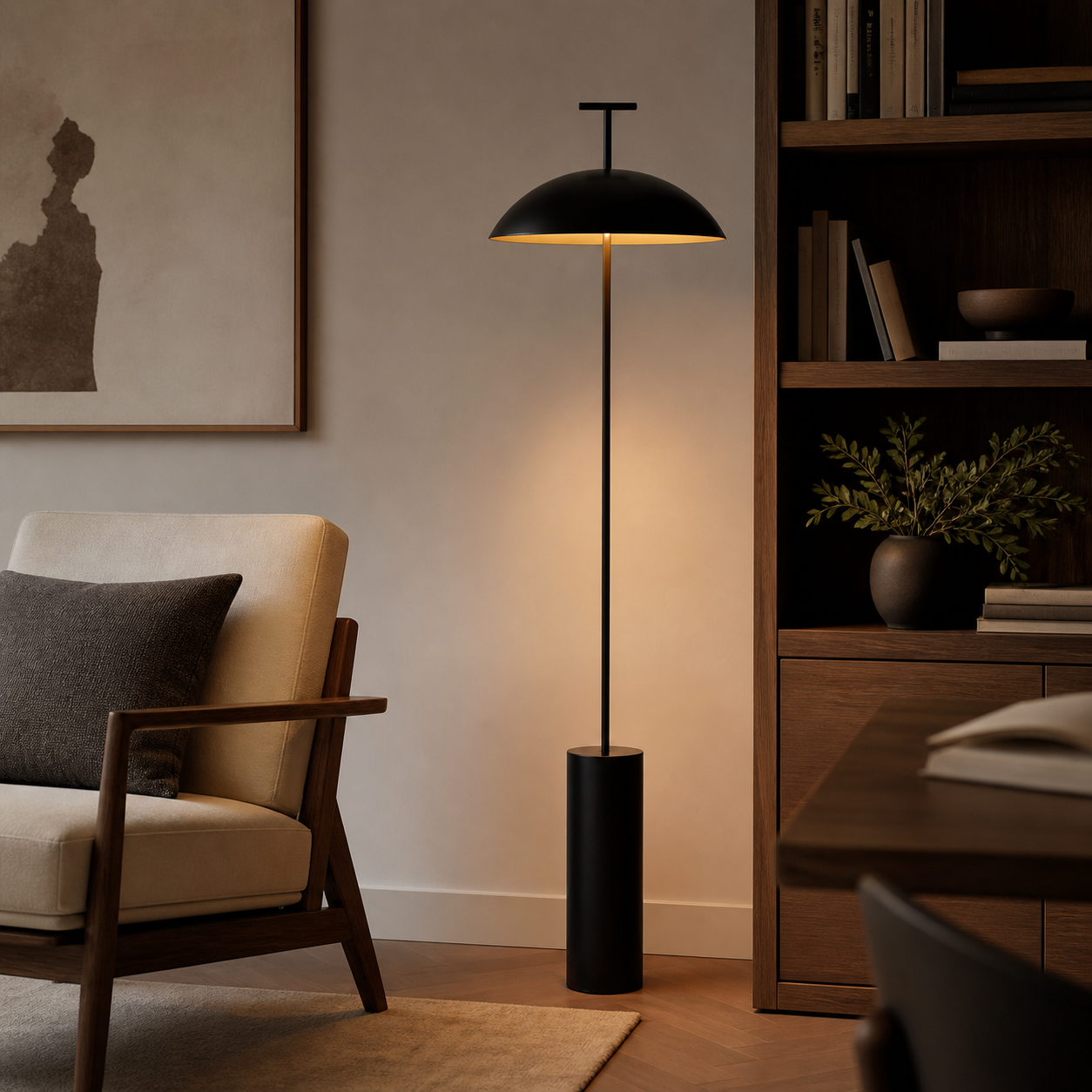 Lampadaire design minimaliste noir