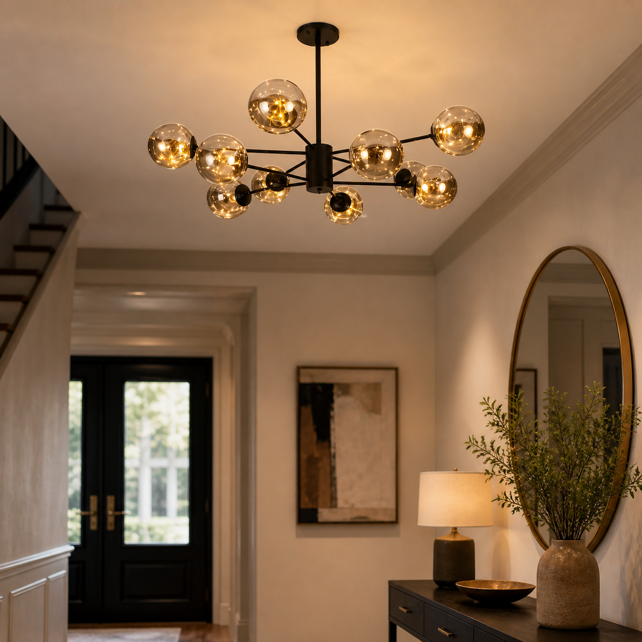 Lustre suspension moderne 10 boules