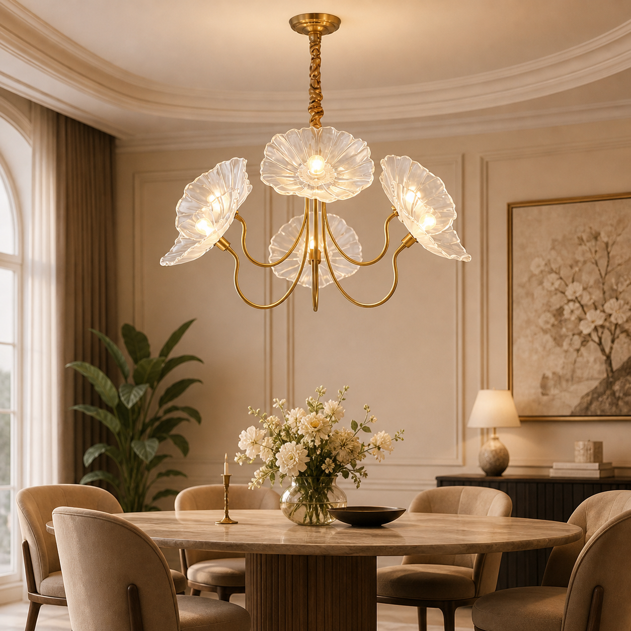 Lustre suspension moderne en verre transparent