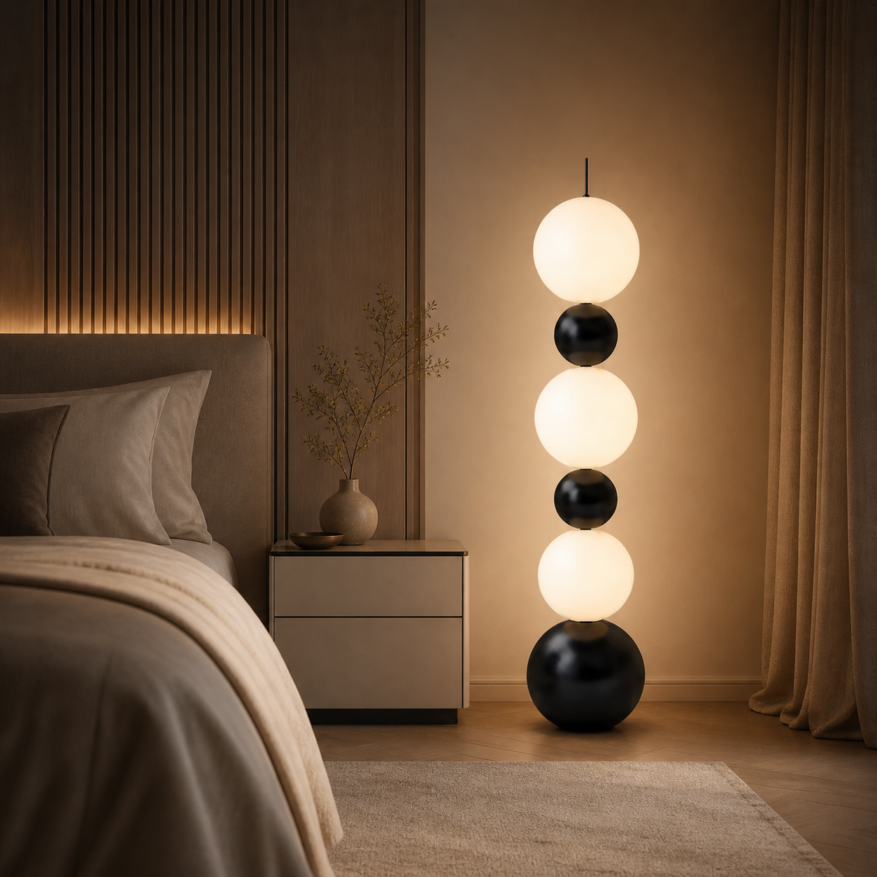 Lampadaire LED décoratif à boules en verre
