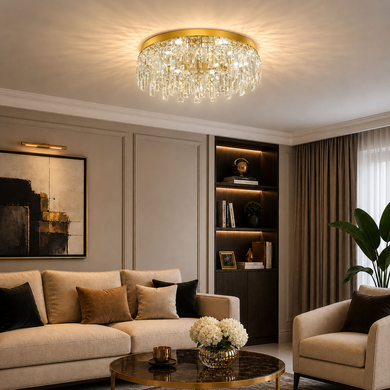 Plafonnier LED Cristal Doré