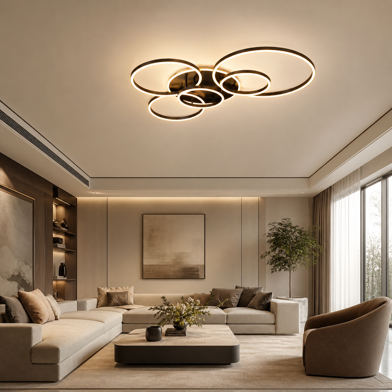 Plafonnier LED 6 Anneaux 72W