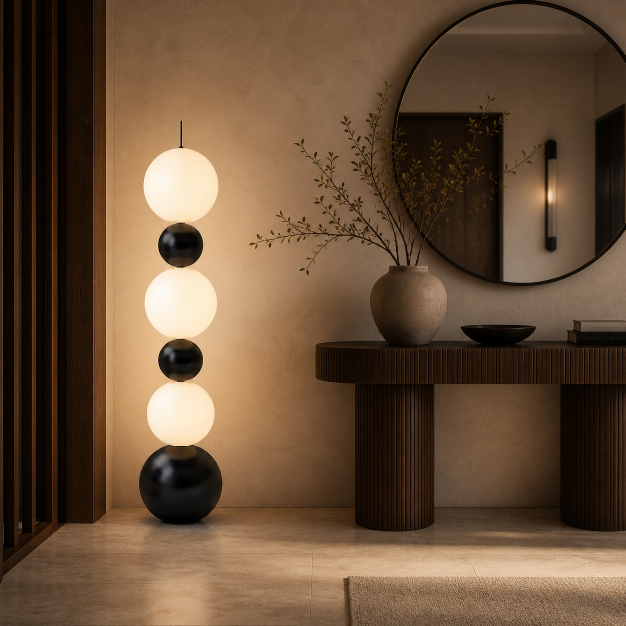 Lampadaire LED décoratif à boules en verre