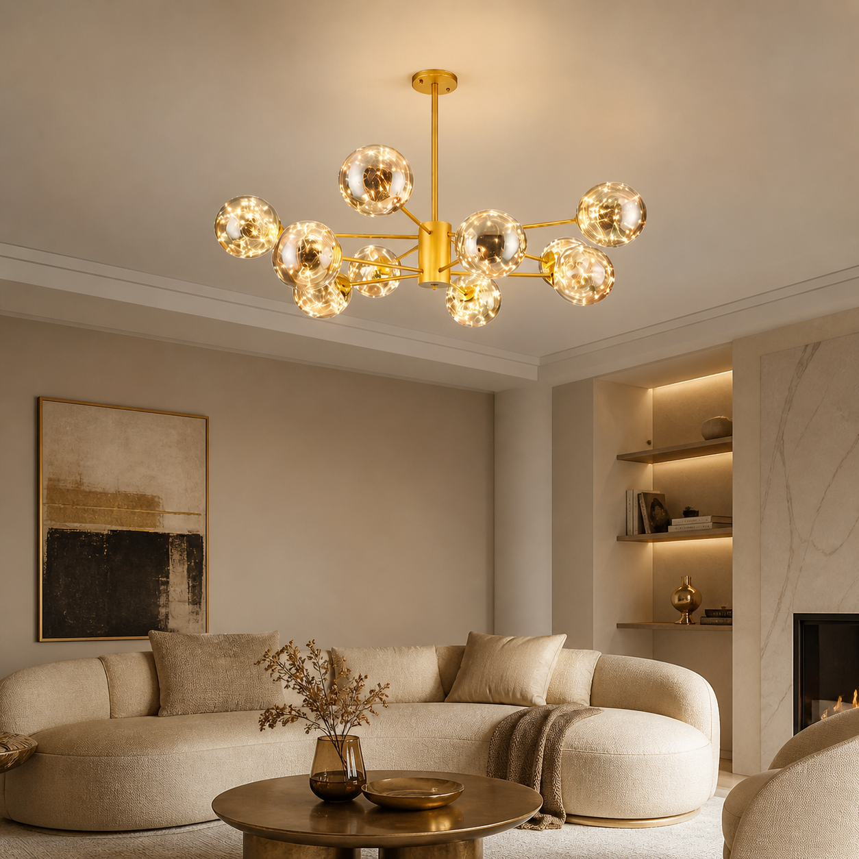 Lustre suspension moderne 10 boules