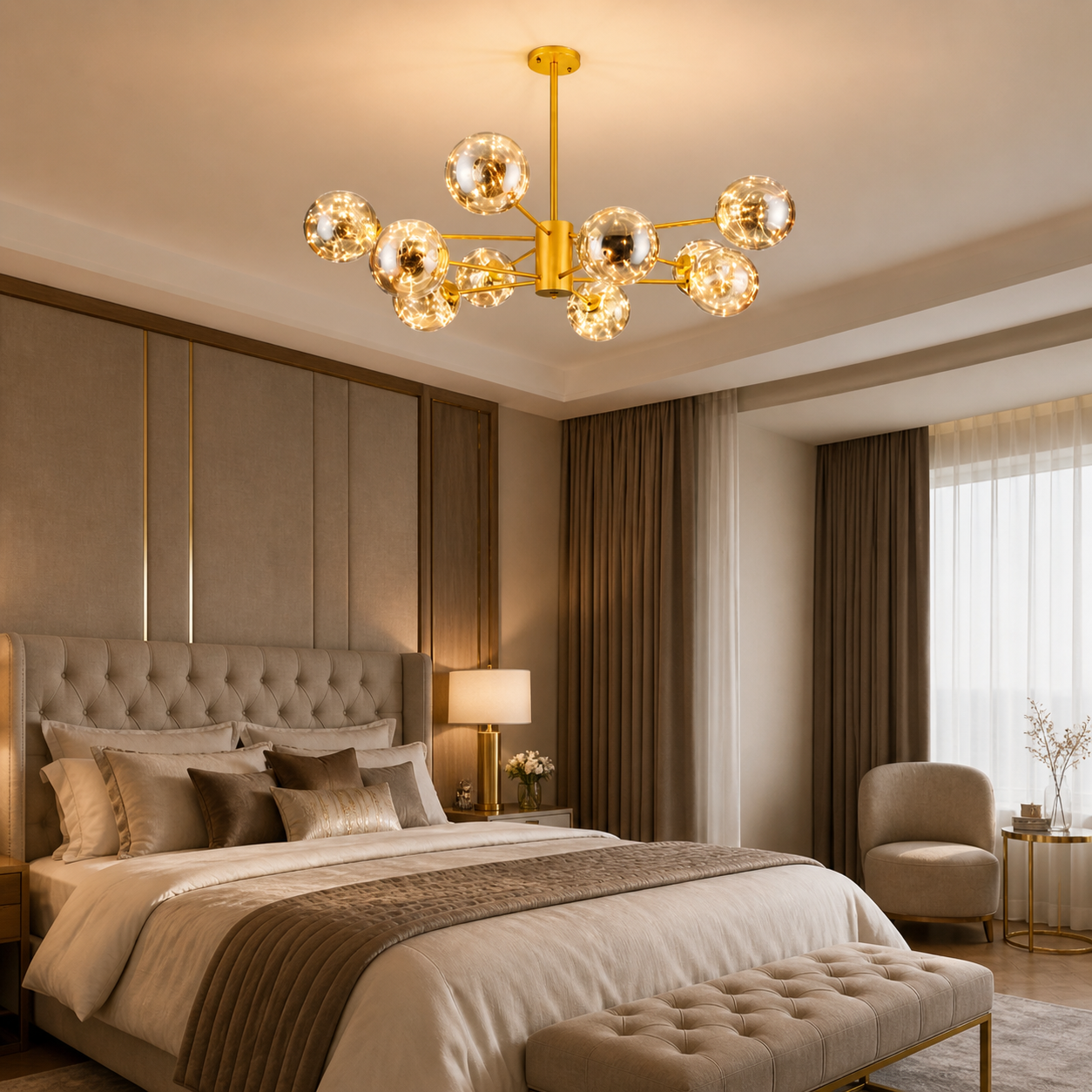 Lustre suspension moderne 10 boules