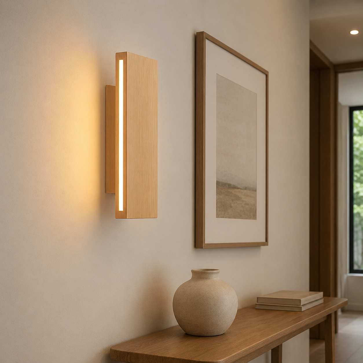 Applique Murale LED en Bois Massif — Design Naturel Japonais