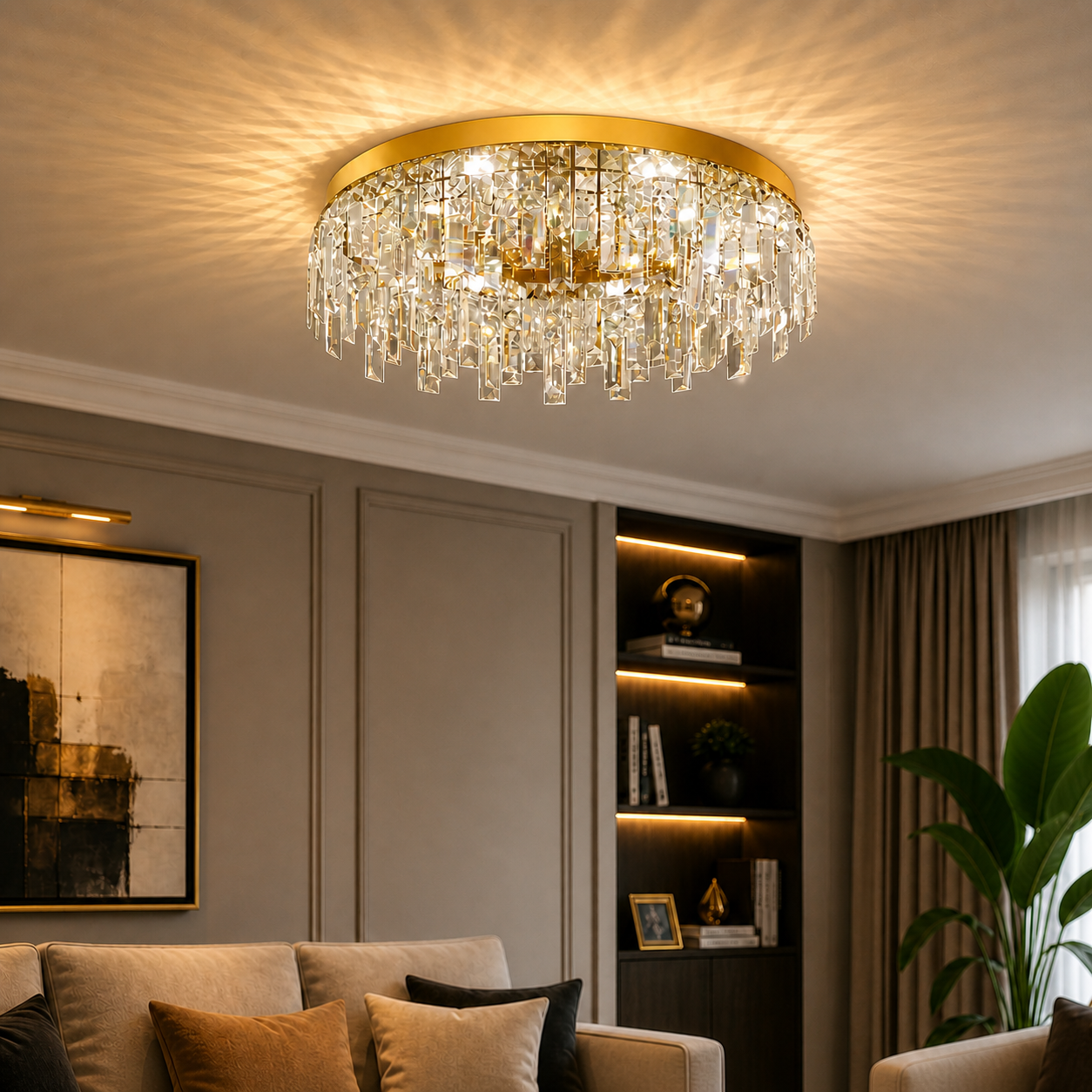 Plafonnier LED Cristal Doré