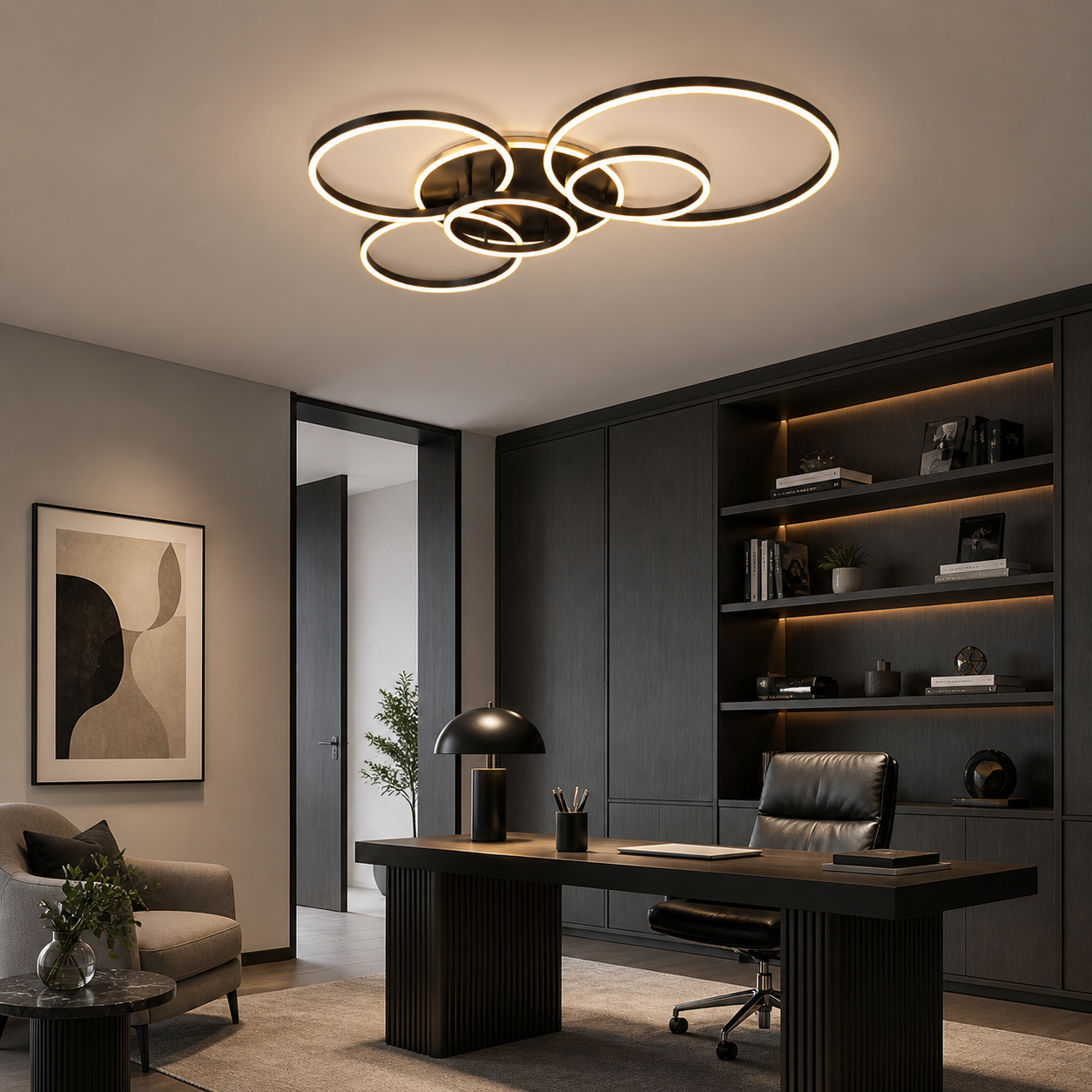 Plafonnier LED 6 Anneaux 72W