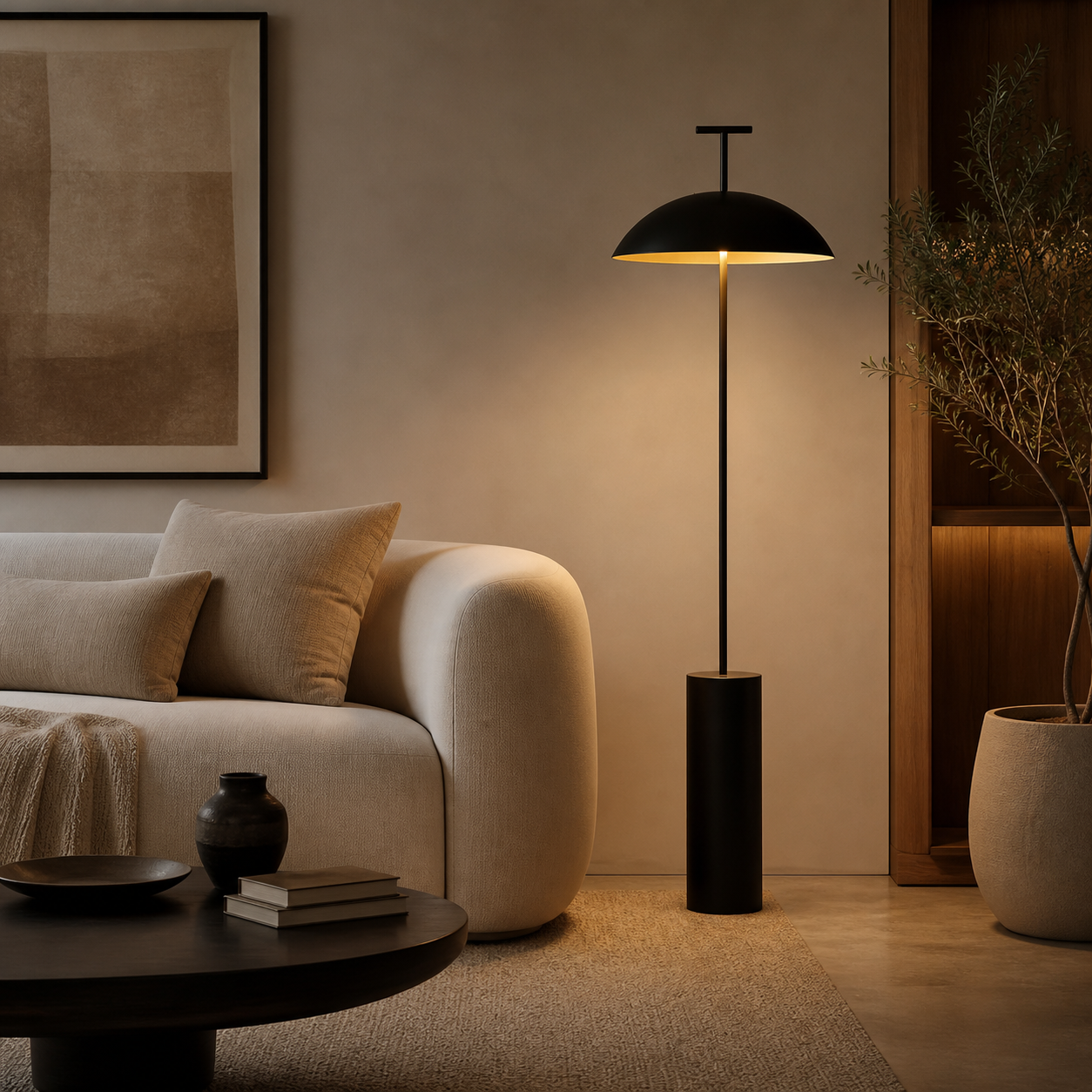 Lampadaire design minimaliste noir